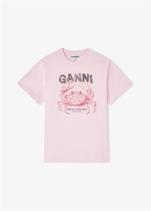Crab tee Chalk Pink A1050197 Ganni 